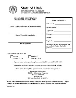  Charitable Organization Permit Renew Utah 2015-2024