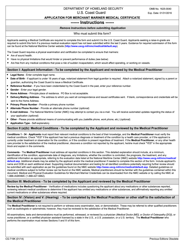  Uscg Medical  Form 2014