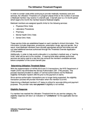  Medicaid Utilization Threshold Program 2015-2024