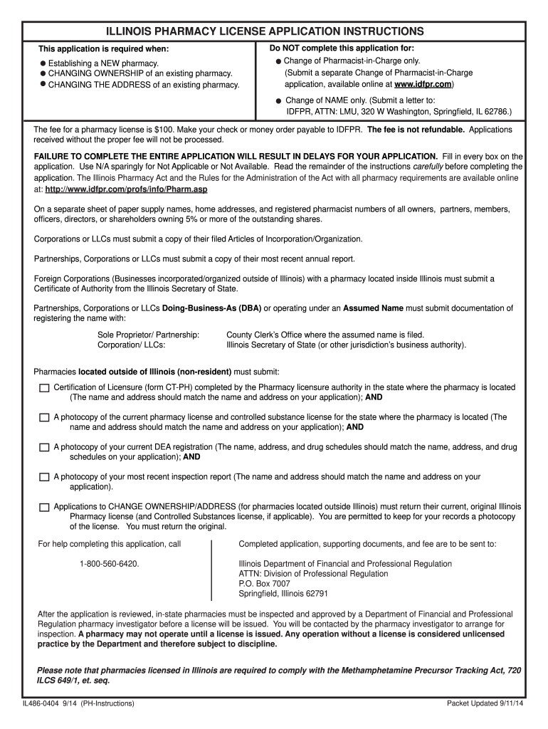  Pharmacy Illinois Application 2014-2024