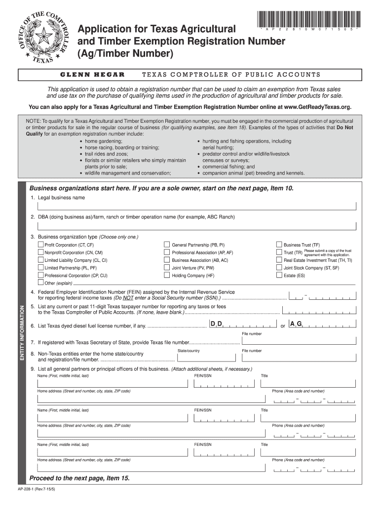  Agricultural Timber Registrationpdffillercom  Form 2015