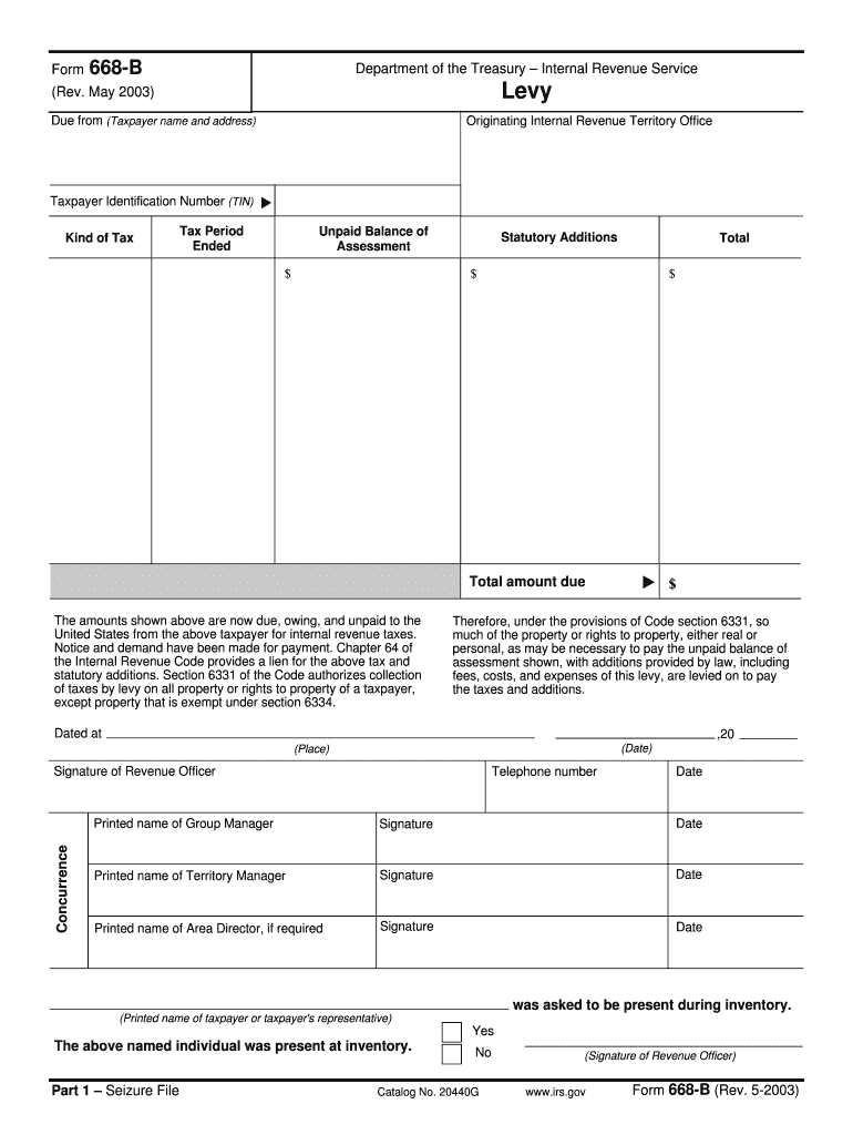  Irs Form 668 W C Do Printable 2003-2023