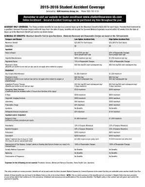  Student Accident Coverage 2015-2024