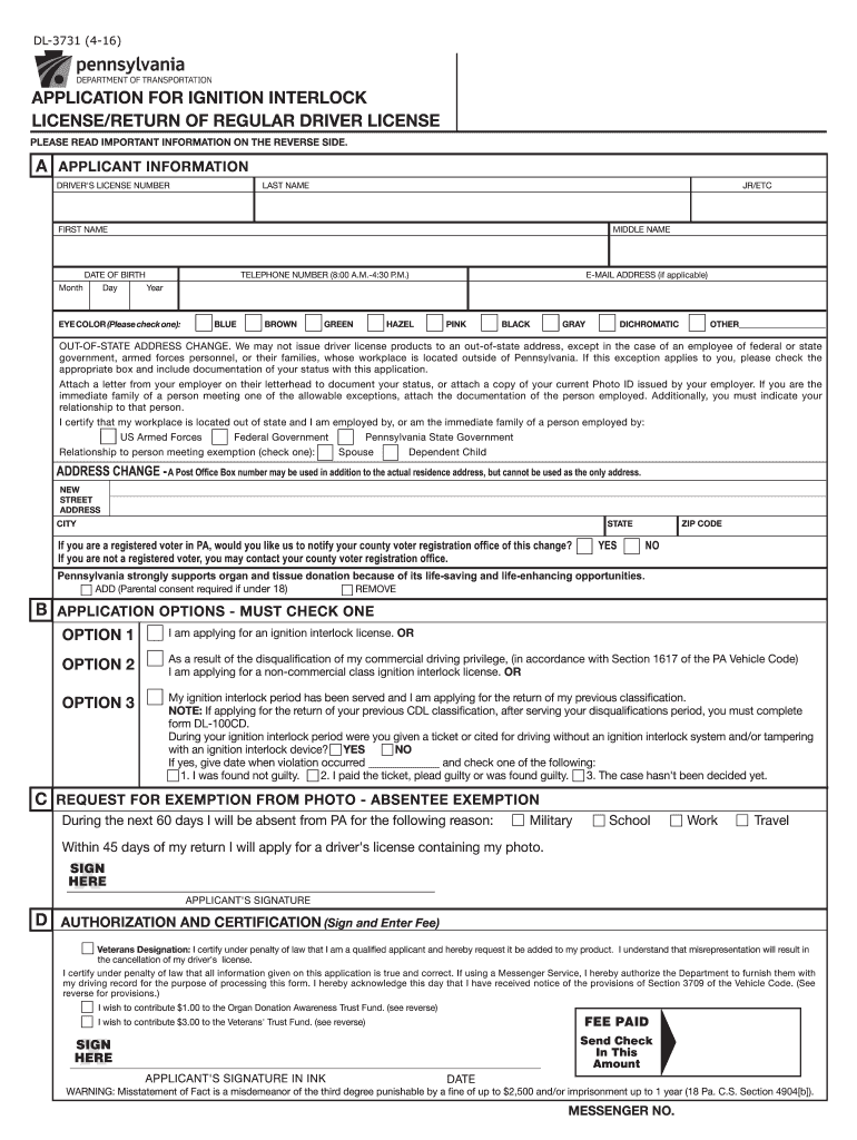  Dl 3731 Form 2016