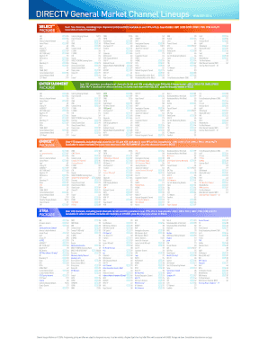 Printable Directv Channel Guide  Form