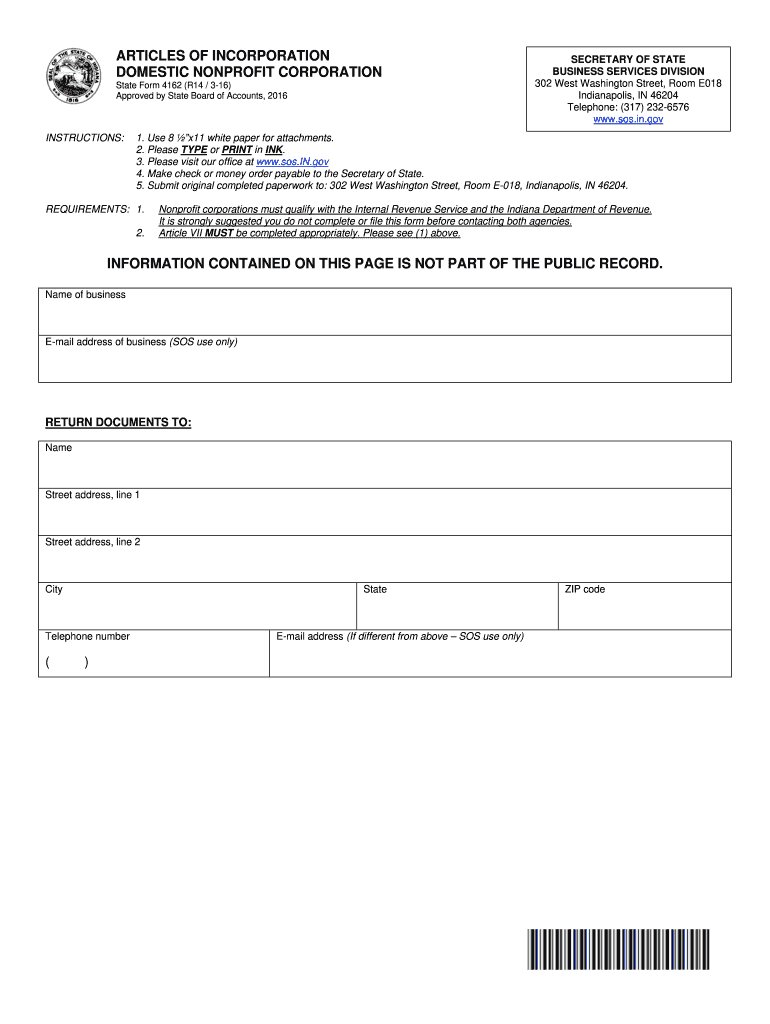  Indiana Form 4162 2016