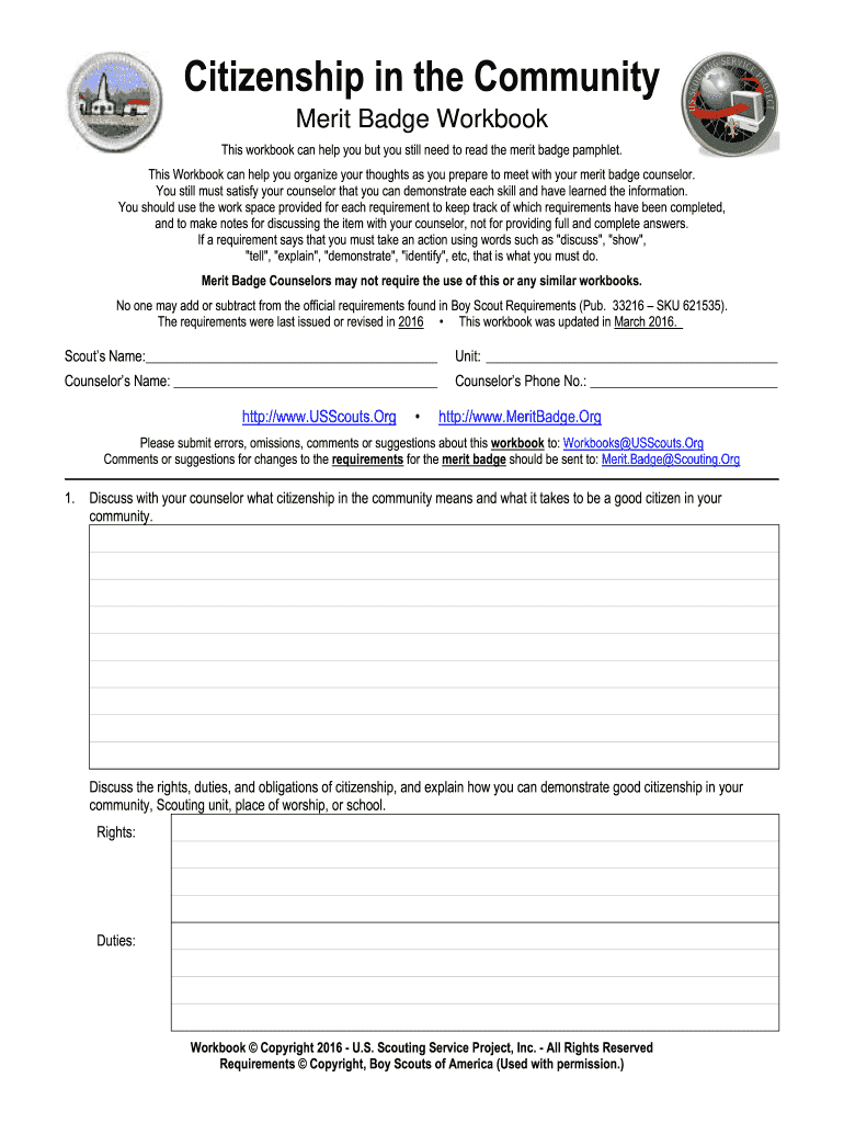 Citizenship in the Community Worksheet  Form