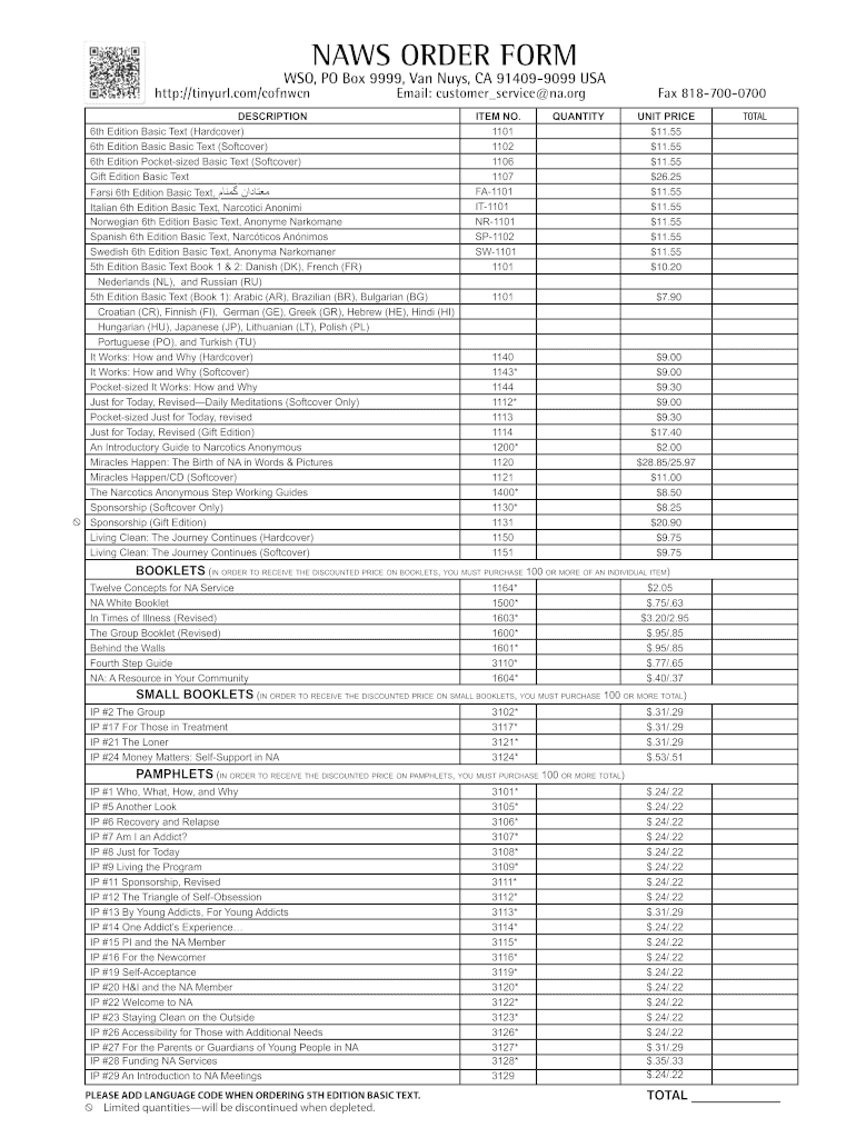  Naws Order Form 2014