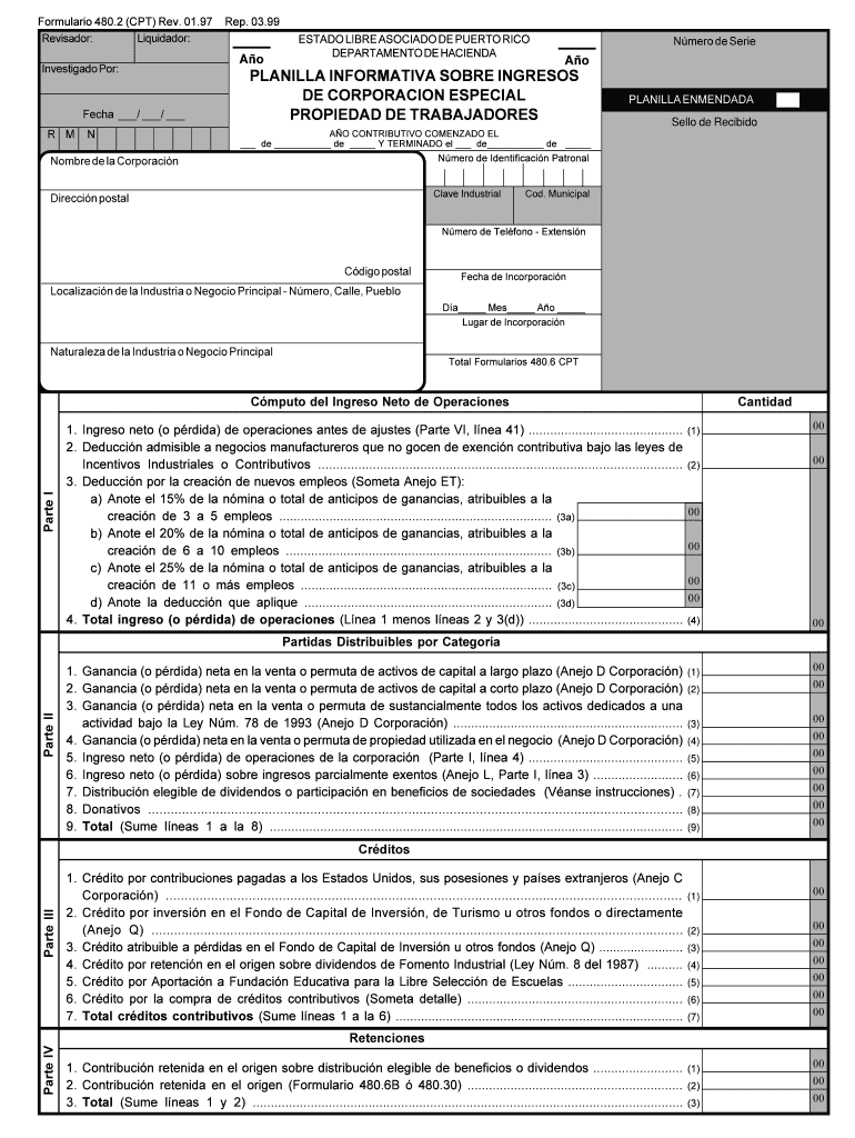  Formulario 480 2 CPT  Departamento De Hacienda De Puerto Rico  Hacienda Gobierno 1997