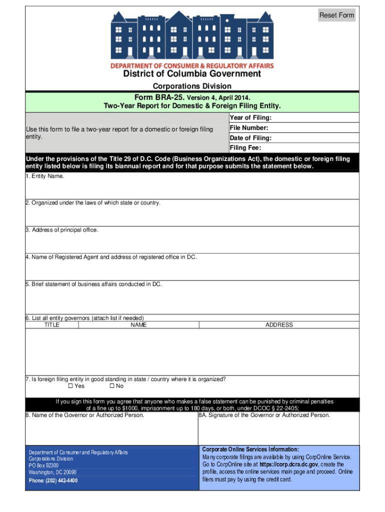 Get and Sign Bra 25 Filing 2014-2022 Form