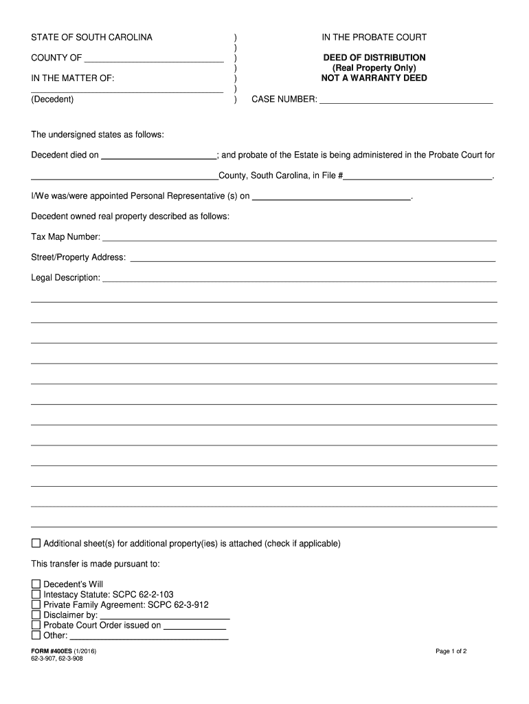  Form 400es South Carolina 2016-2024