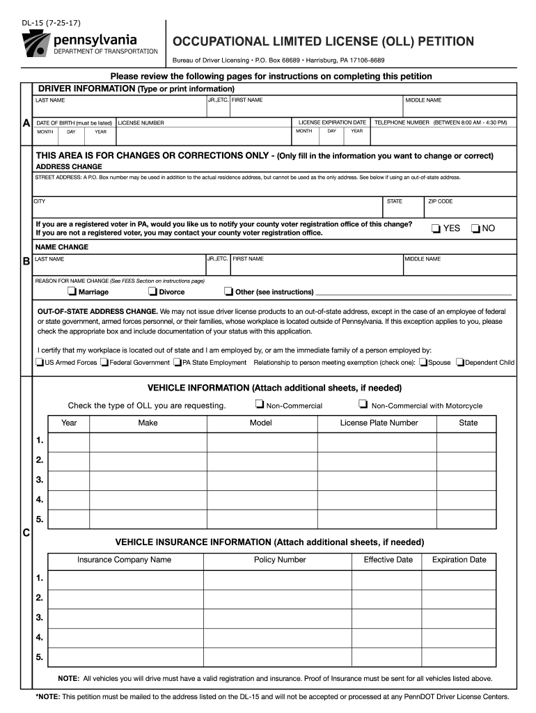  License Petition  Form 2016