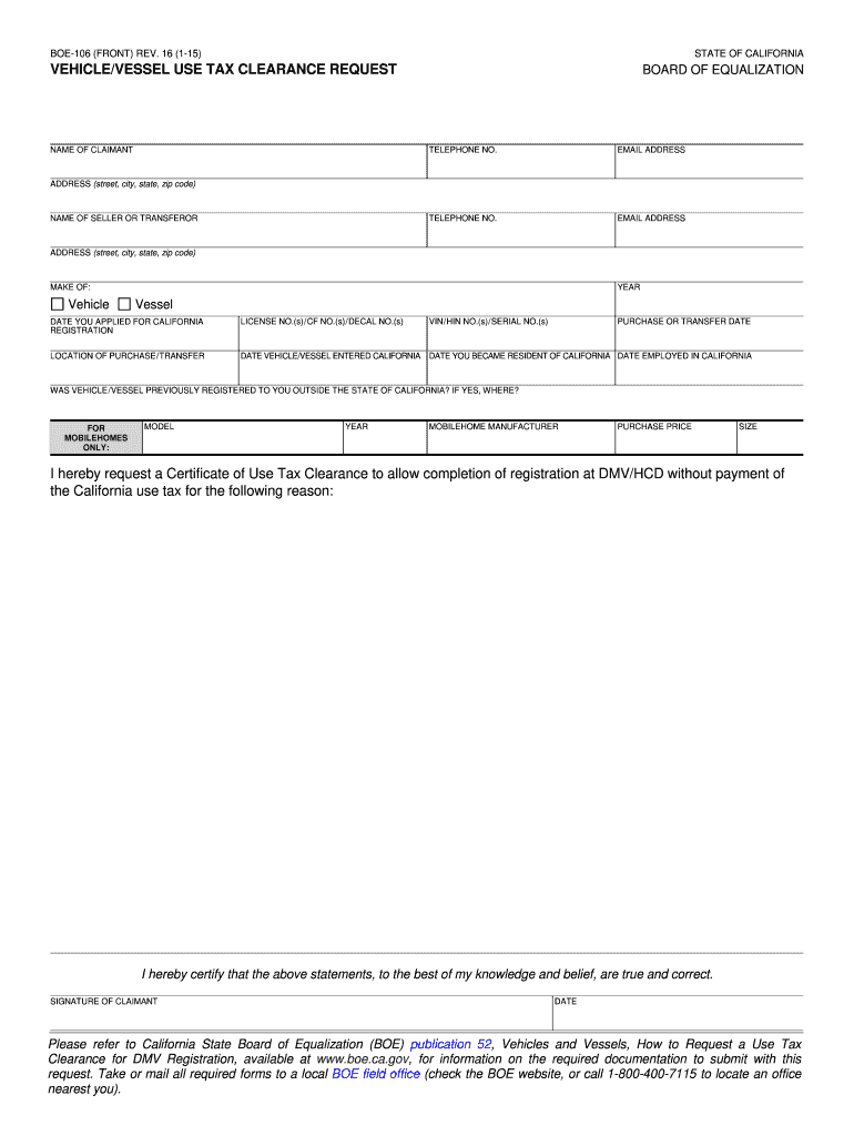  Boe 106  Form 2015