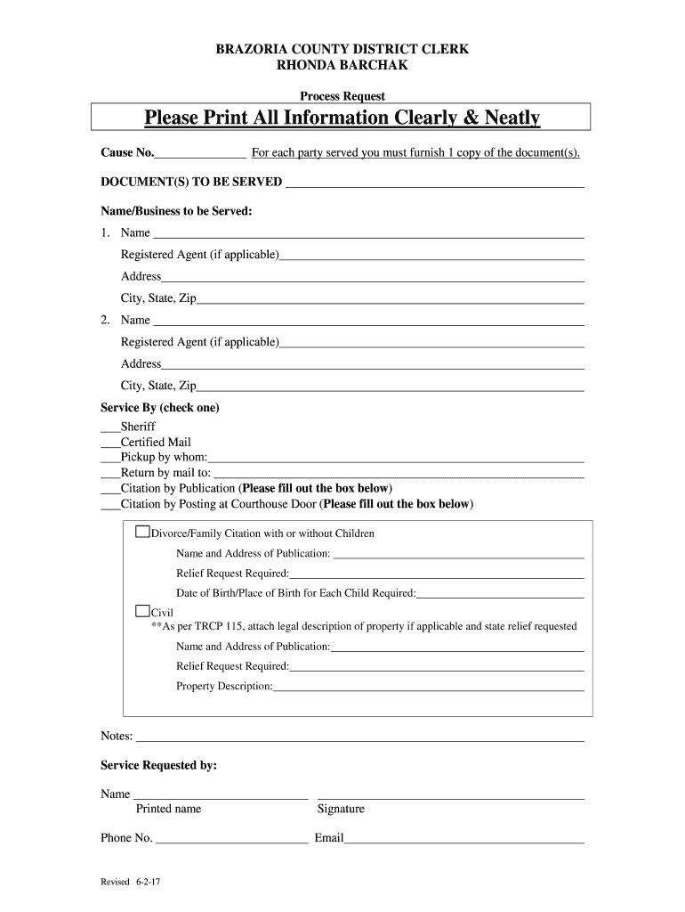  Process Request Form Brazoria County 2015-2024