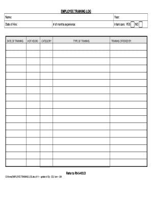 Get and Sign Employee Training Log 2013-2022 Form