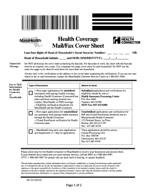 Massachusetts Cover Fax Sheet  Form