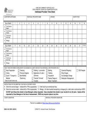  Individual Provider Time Form 2015-2024