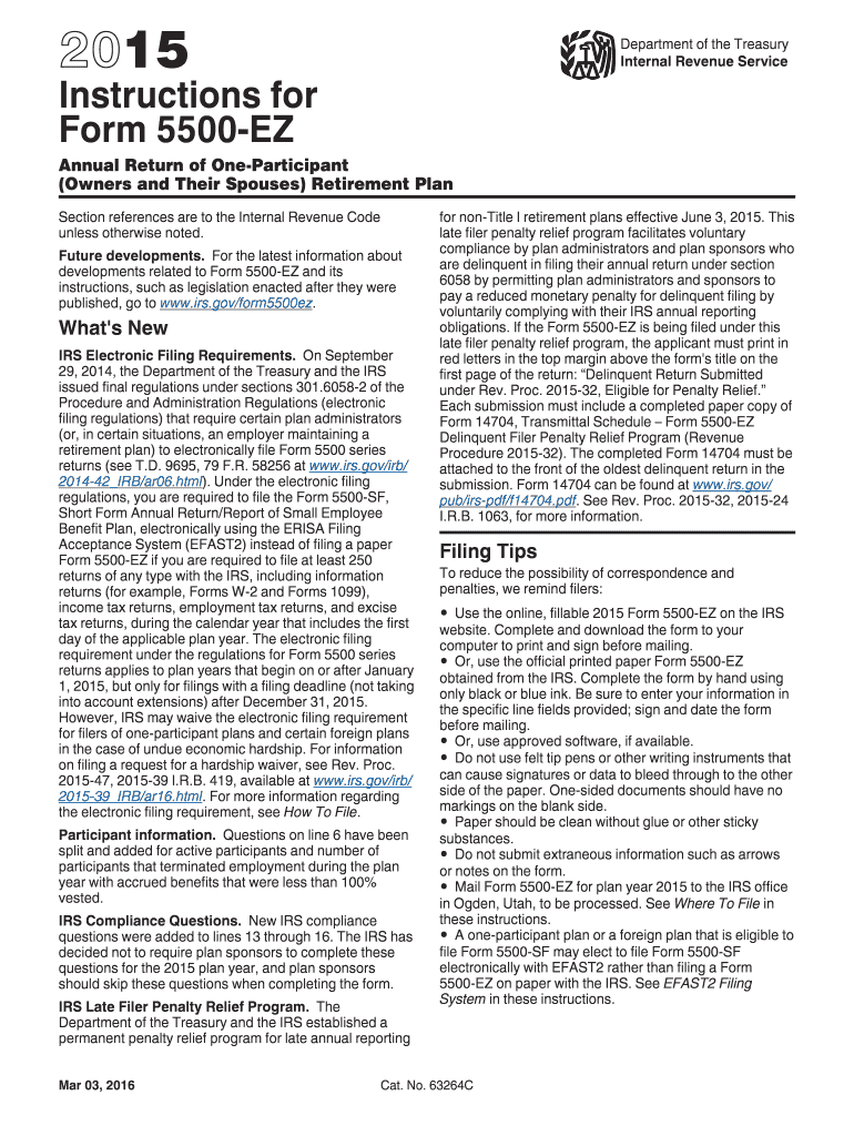  Form 5500 Ez Instructions 2015