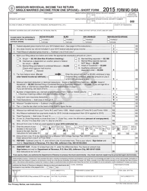  MO 1040A SingleMarried Income from One Spouse Short Form Dor Mo 2019