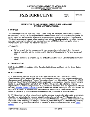  FSIS Directive 9530 1 Importation of Live Canadian Cattle, Sheep, and Goats into the United States U S Importation of Live 2015-2024