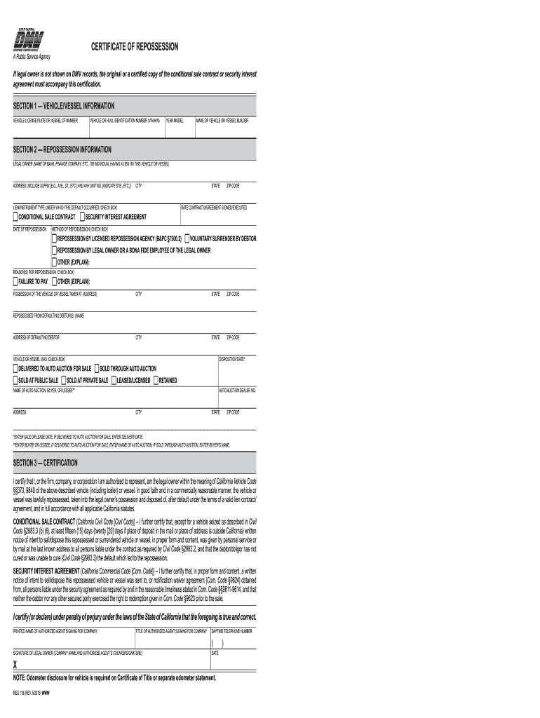 The Reg 119  Form