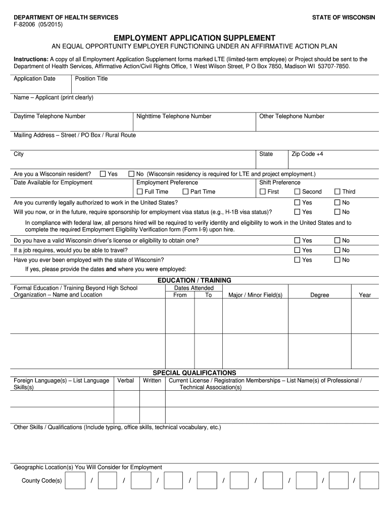  Wi Employment Form 2015-2024