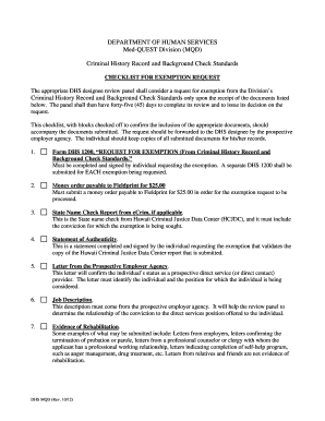  Exemption Checklist Department of Human Services Med Quest Med Quest 2012-2024