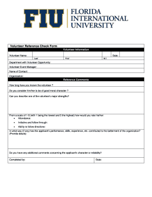 Volunteer Reference Check Form