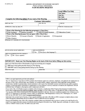 Arizona Hearing Request  Form