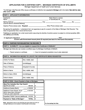  Michigan Stillbirth  Form 2016