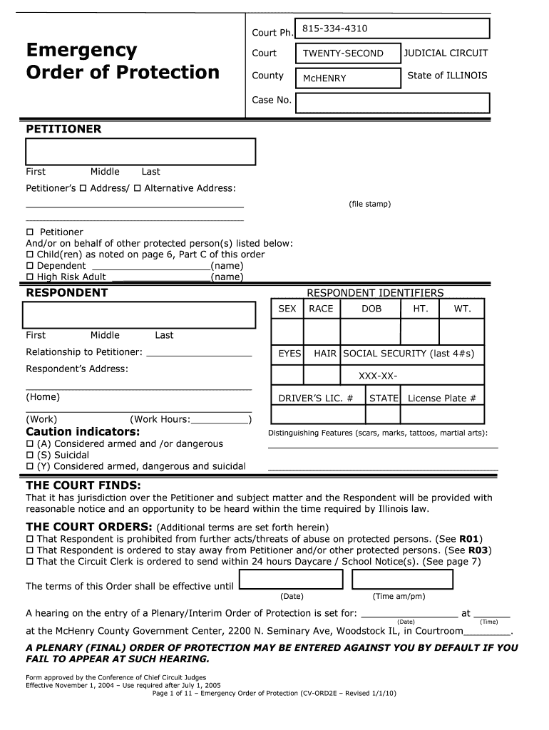  Illinois Emergency Order Protection 2010-2024