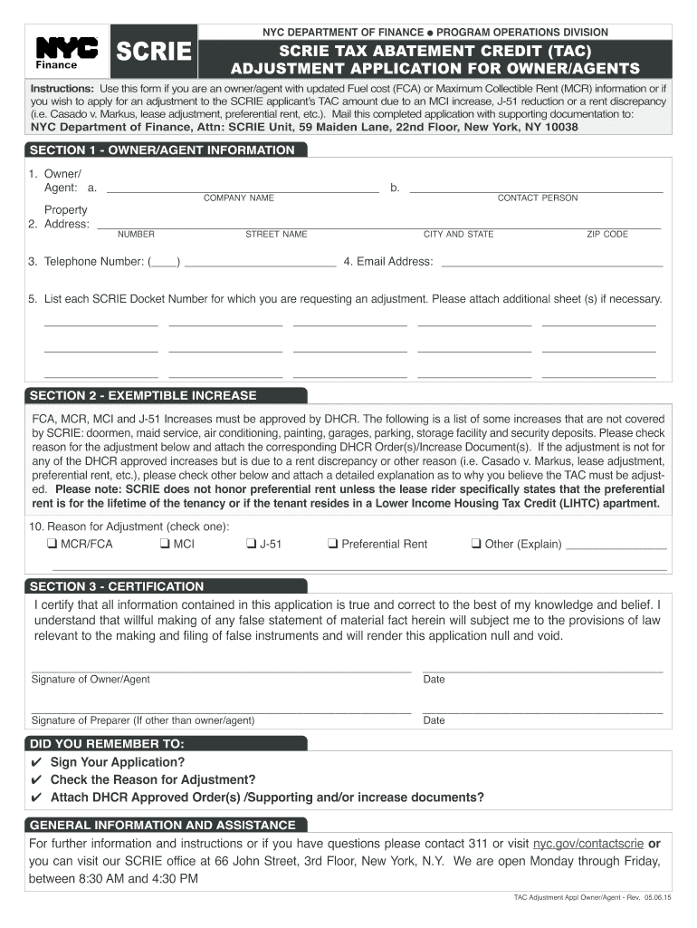 Scrie Credit Application  Form