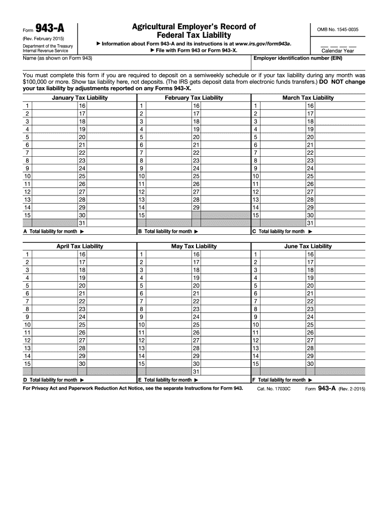  943 Fillable Form PDF 2015