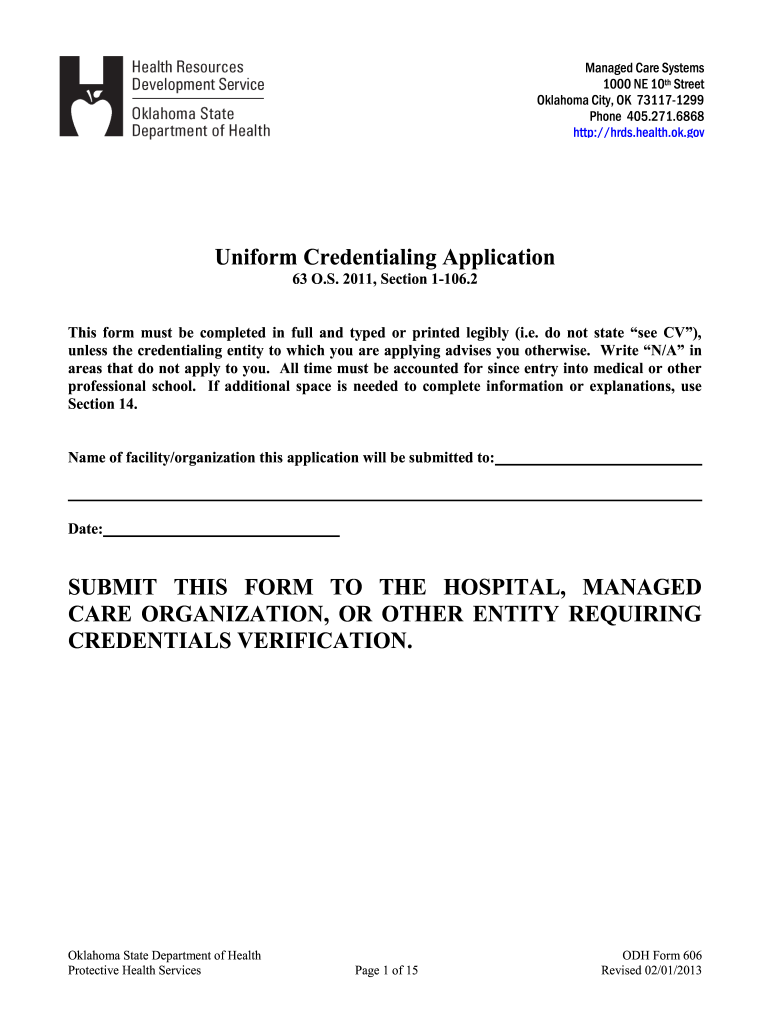 Oklahoma Uniform Credentialing Application