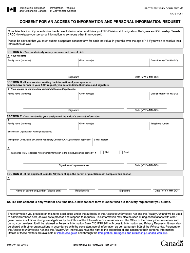  Canada Consent Form 2016