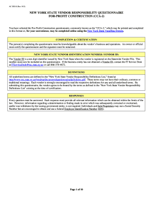  Vendor Resposibility Form 2013-2024