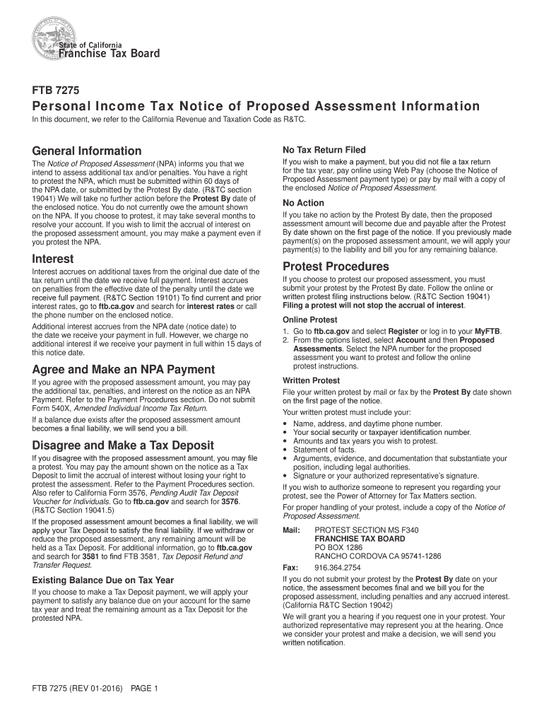  Ftb 7275 Form 2016