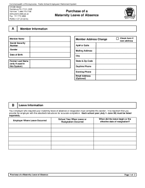 Pennsylvania Maternity Form