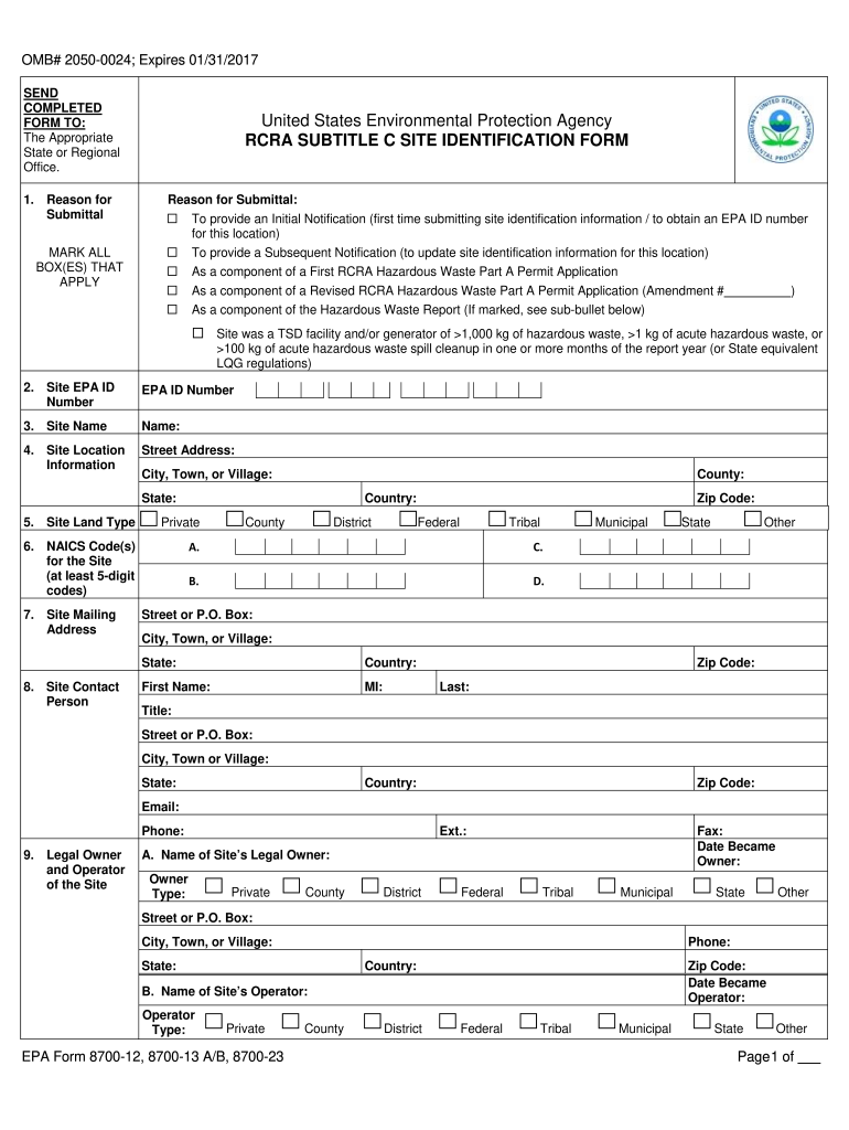  Epa Form 8700 12 Fillable 2015-2024