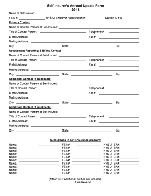  Self Insurer S Annual Records Update Form Wcb Ny 2015