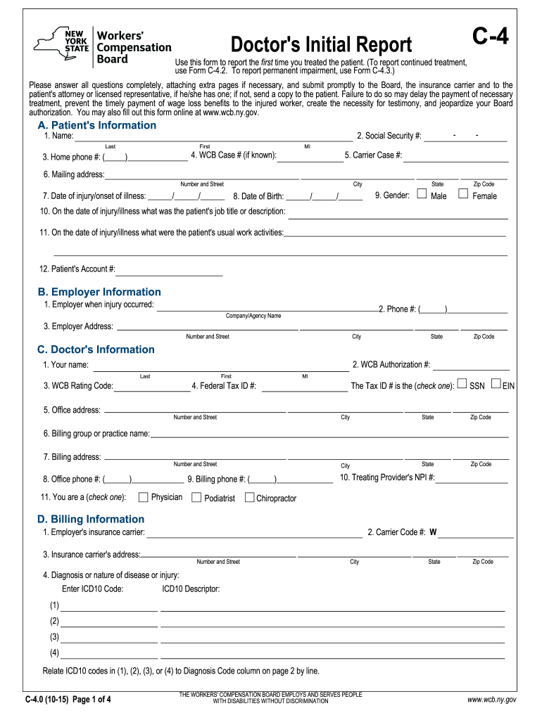  Workers Compensation C4 Form 2015