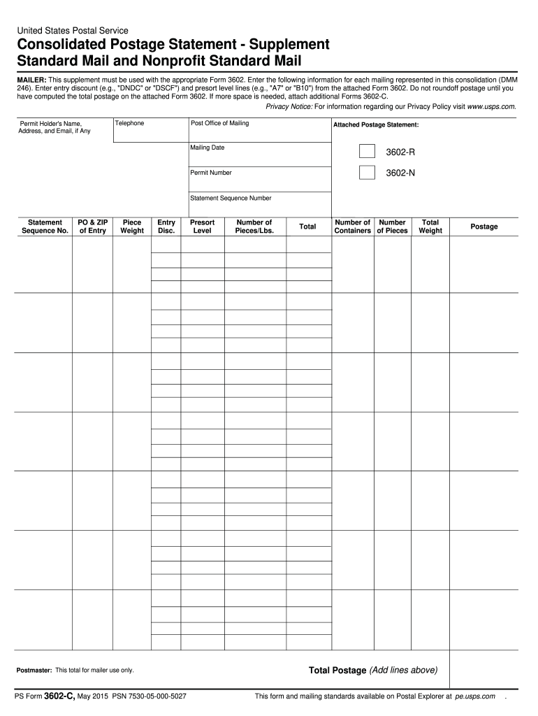  Usps Bulk Mailing Form 3602 2015