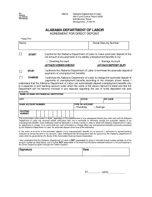 Alabama Direct Deposit Form