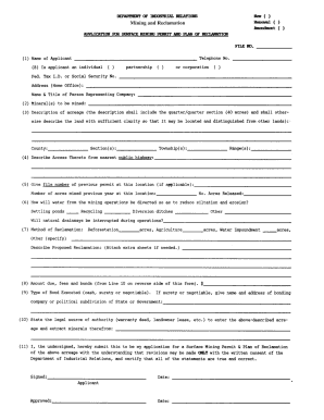 State of Alabama Application for Surface Mining Permit  Form