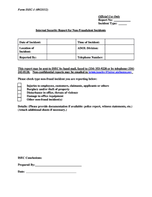 Internal Security Fraudulent Form