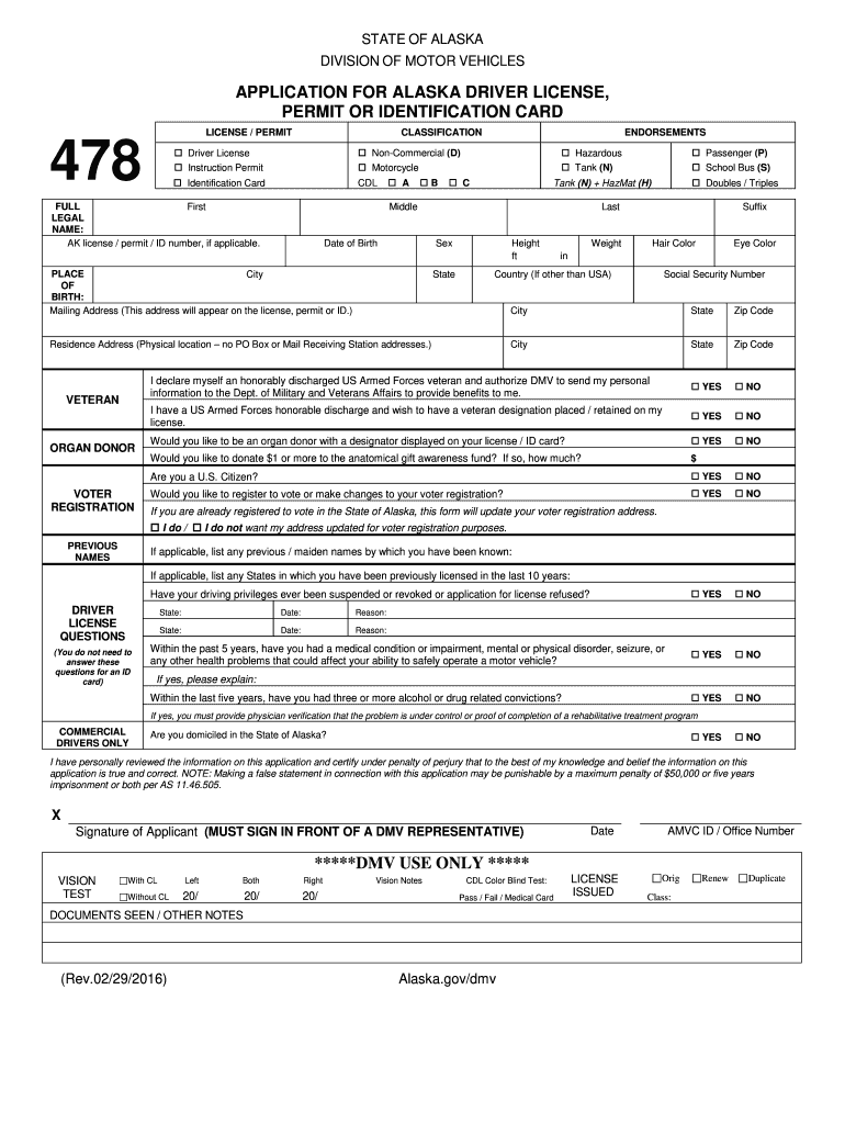  Alaska Dmv Form 478 2016