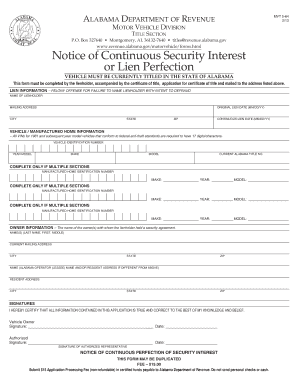 Alabama Notice Continuous Interest  Form