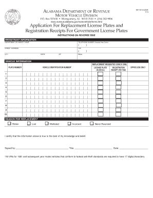 Alabama Replacement License  Form