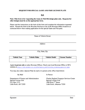 Game and Fish Elk Form DOC Dfa Arkansas