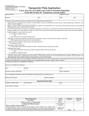 Transporter Plate  Form